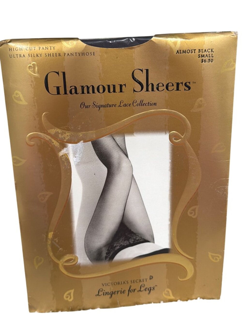Victoria's Secret Vintage Gold Label Glamour Sheers Lace Pantyhose Small Almost